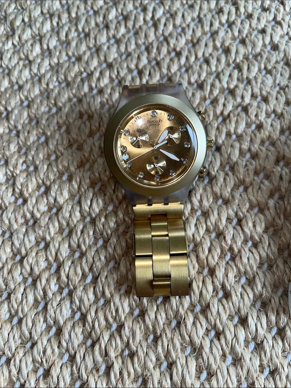 Swatch Gold and White Stainless Steel Link Wristwatches